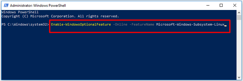 typ en voer de opdracht uit in PowerShell