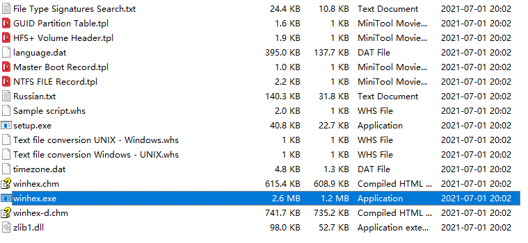 klik op winhex.exe