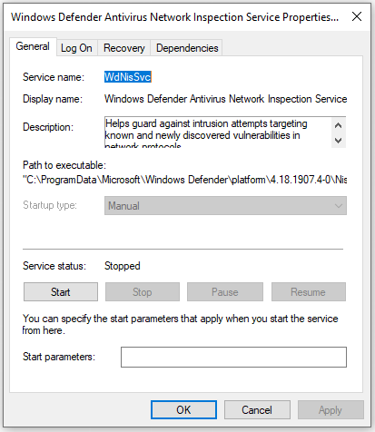 de eigenschappen van de antivirusfunctie van Windows Defender