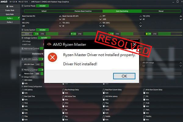 Controlador maestro Ryzen no instalado