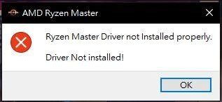 Ryzen Master Driver no está instalado correctamente