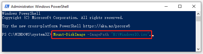 montere Windows 10 ISO via PowerShell