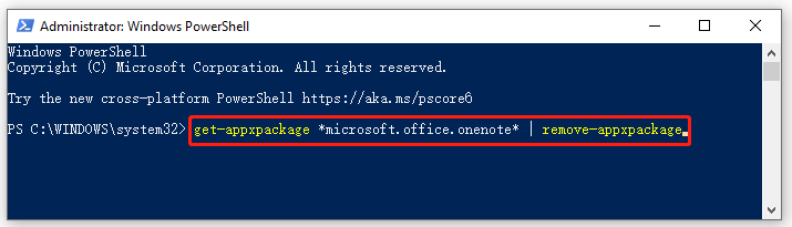 voer PowerShell uit om OneNote te repareren