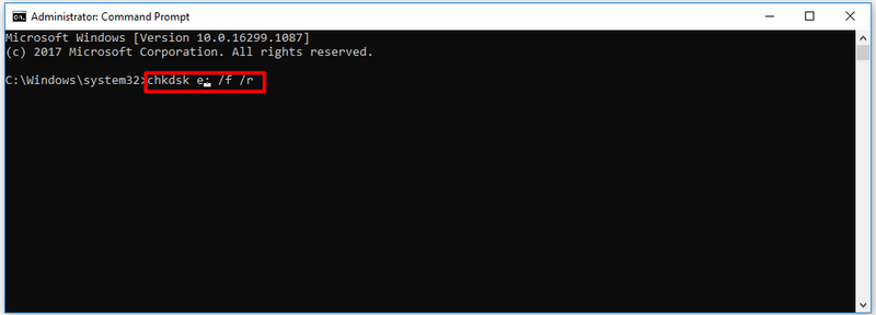 typ en voer de opdracht CHKDSK uit