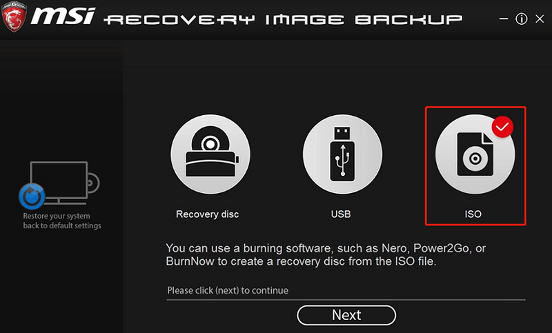 MSI herstel image back-up