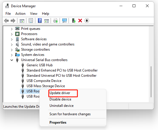 Opdater driver til USB-controller Windows 11