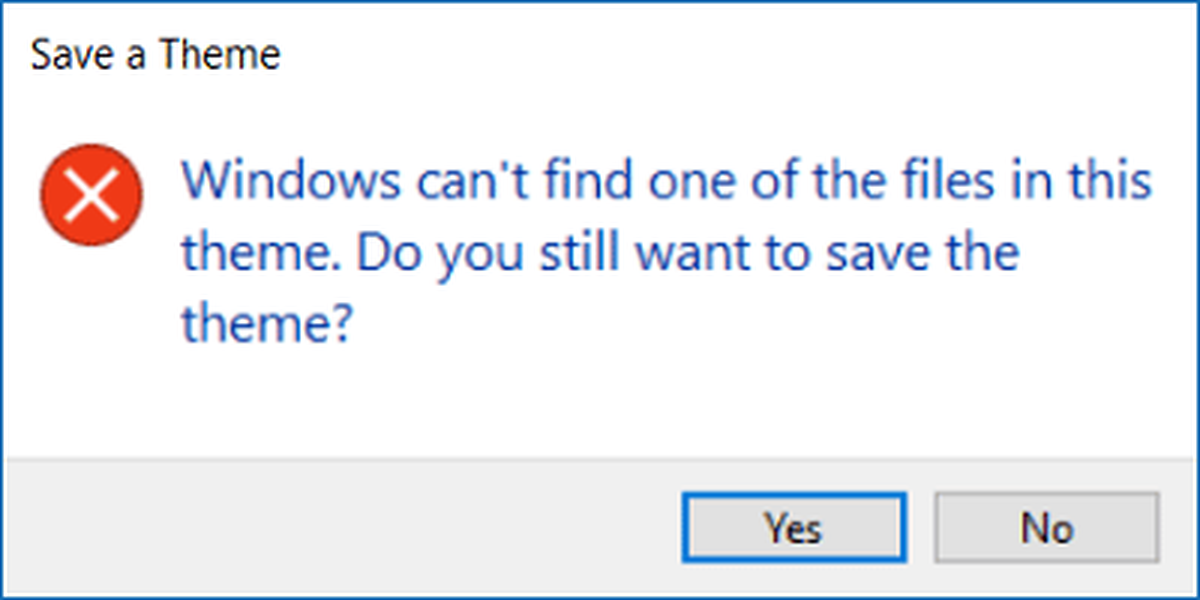 Windows kan een van de bestanden in dit thema niet vinden