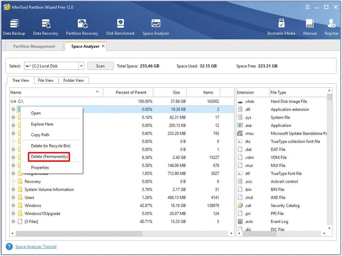 velg alternativet Slett permanent