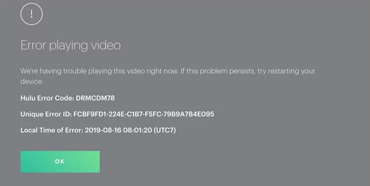 Hulu feilkode DRMCDM78