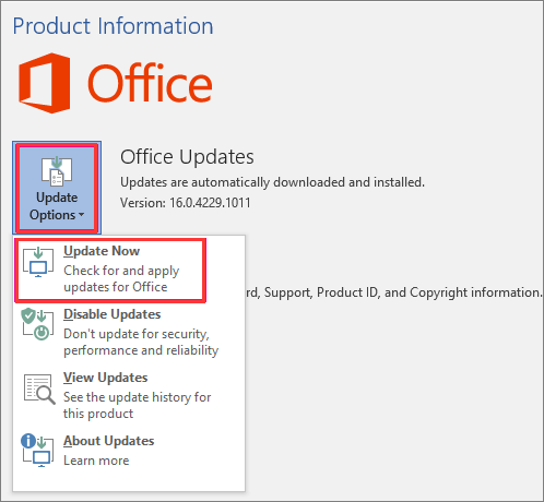 update Outlook