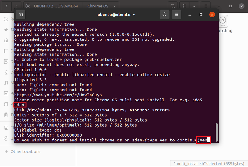 voer de Chrome OS-partitienaam in