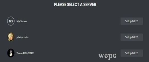 Selecteer een server