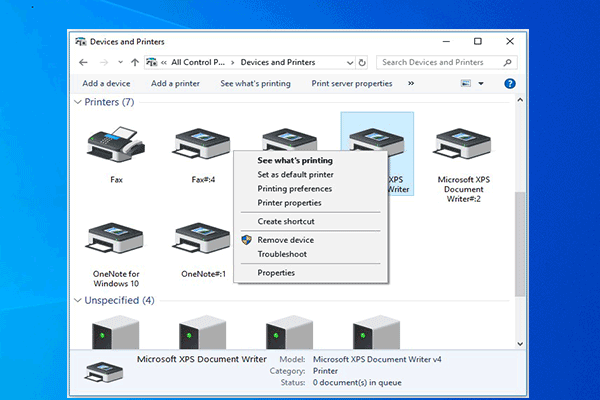 Windows 10 kan inte ta bort skrivaren