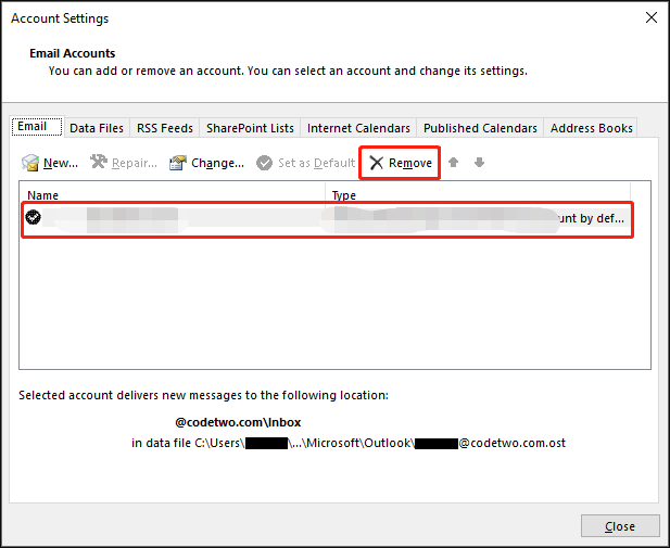 een e-mailaccount verwijderen in Outlook