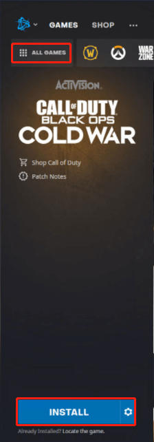 installa COD Black Ops Cold War su Blizzard