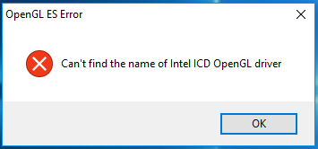 kan ikke finde navnet på Intel ICD OpenGL-driveren