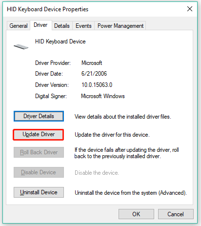 Opdater tastaturdriveren