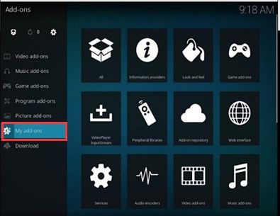 klik op mijn add-ons-optie