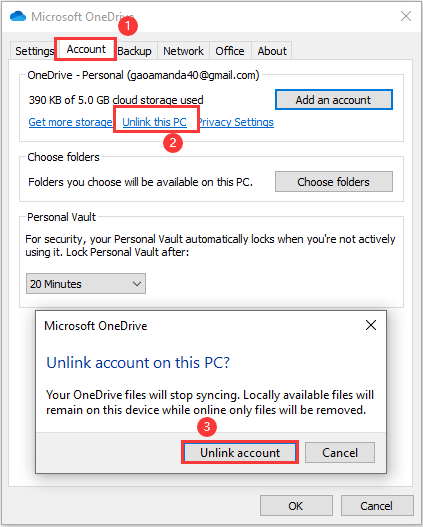 Fjern linket til denne pc