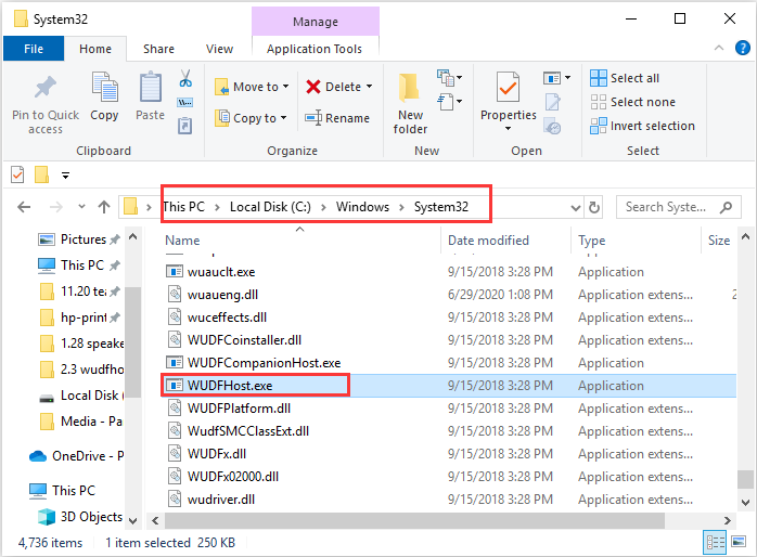locatie van WUDFHost.exe Windows 10
