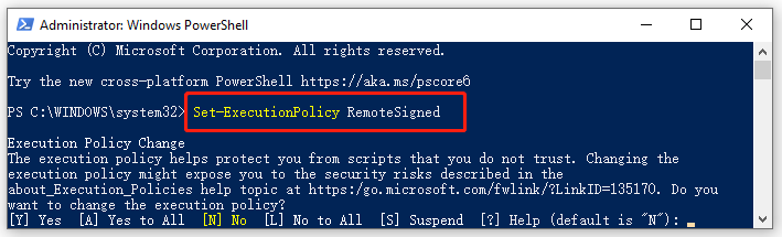 uitvoeren Set ExecutionPolicy RemoteSigned