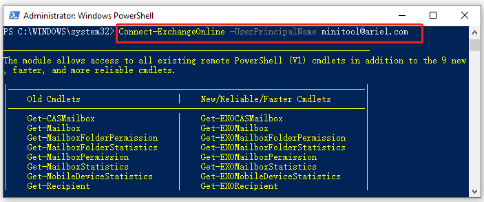 Verbind Exchange Online PowerShell in een Microsoft 365