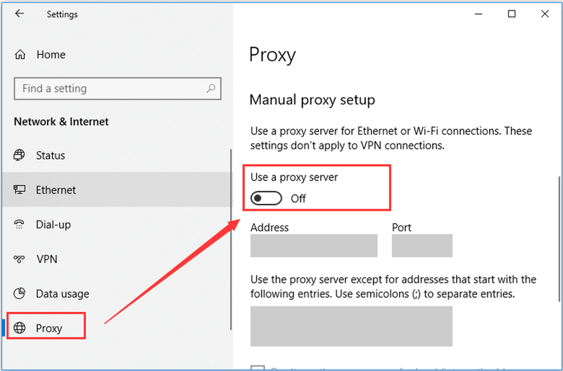 desativar proxy