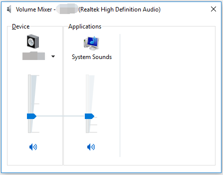 bekijk configuraties voor Volume Mixer