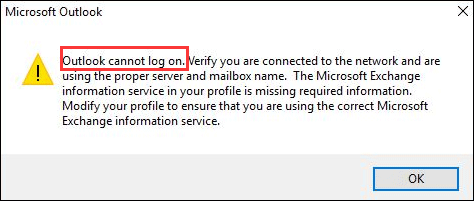 Outlook kan ikke logge på