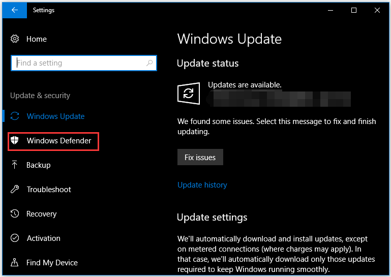 kies Windows Defender