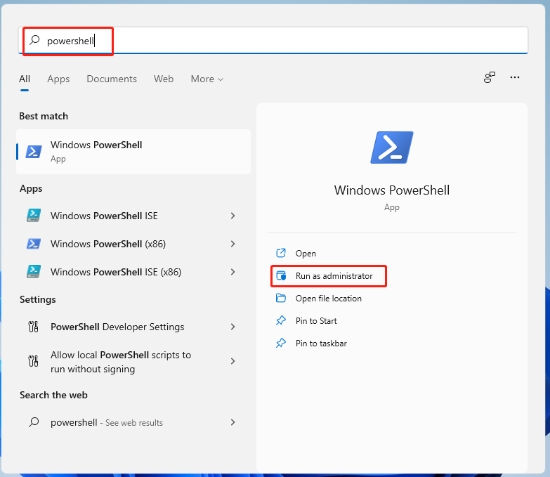 Execute o PowerShell como administrador