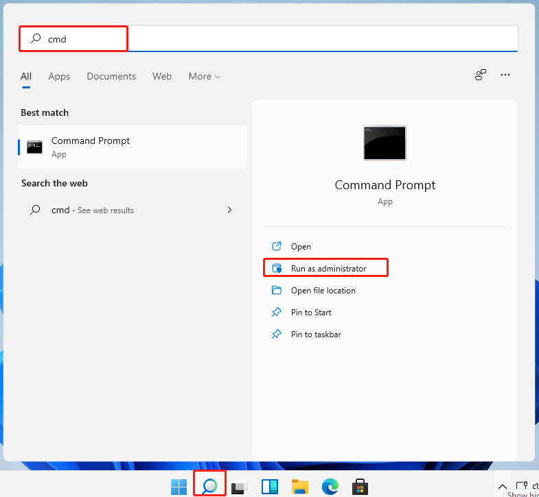 abra o prompt de comando como administrador