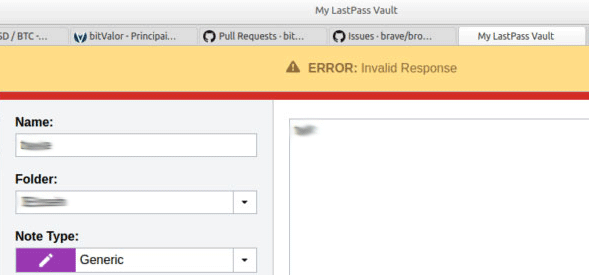 LastPass-fout ongeldige reactie