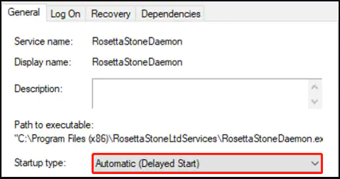 herstart de RosettaStoneDaemon-service