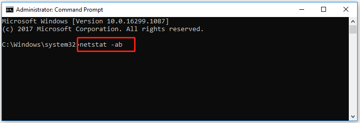 Typ netstat -ab en druk op Enter