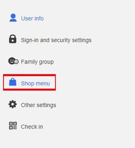 klik på Shop-menuen Nintendo Switch