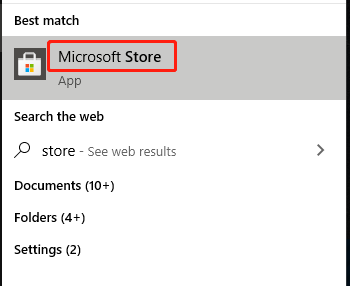Åbn Microsoft Store fra søgefeltet