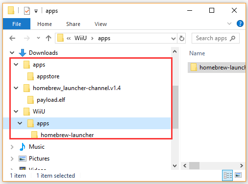 zip-filerne til nyttelast og Homebrew launcher
