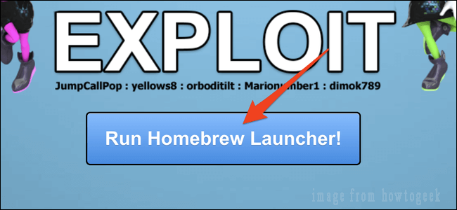 klik på knappen Kør Homebrew Launcher