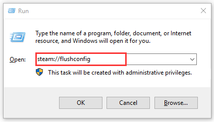 typ flushconfig in het vak Uitvoeren