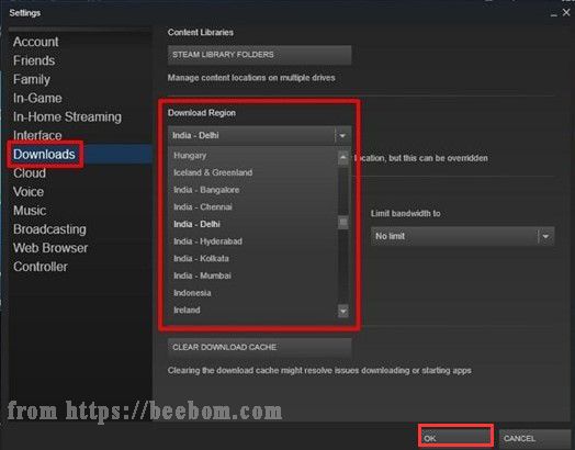 de Steam-downloadregio wijzigen