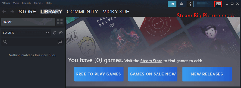 klik op Steam Big Picture-modus
