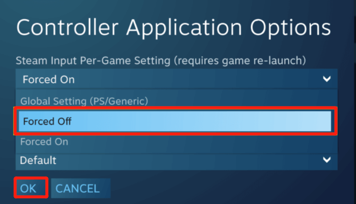 Stoominvoer per spelinstelling geforceerd uitgeschakeld