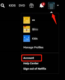 selecteer Account op Netflix