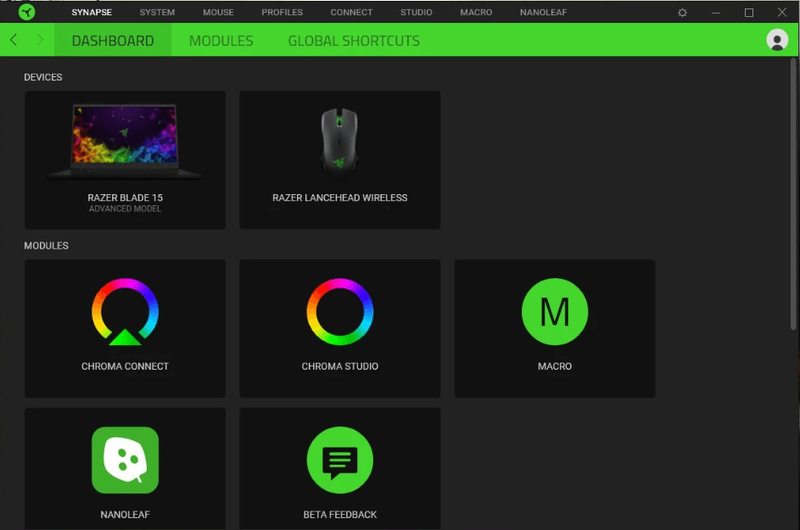 Razer Synapse 3-interface
