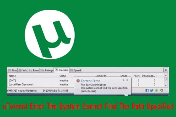 uTorrent-fout het systeem kan het pad niet vinden