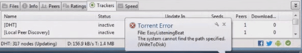 uTorrent het systeem kan het opgegeven pad niet vinden