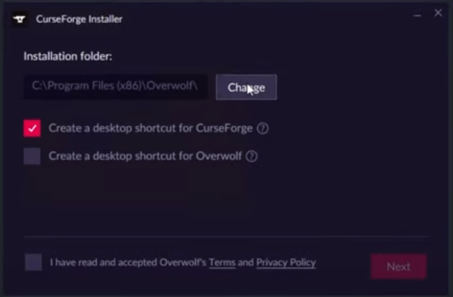 installeer CurseForge
