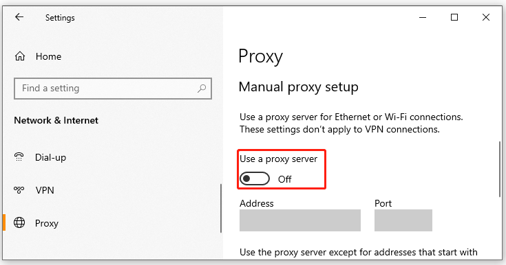 proxyserver uitschakelen