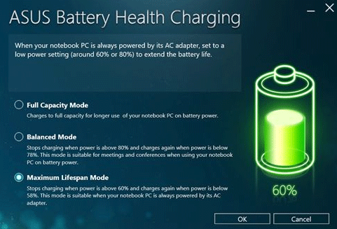 ASUS batterijstatus opladen
